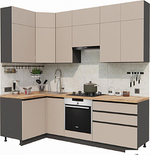 Готовая кухня ВерсоМебель Эко Премиум 1.2x2.4 левая (глиняный серый/ст. дуб вотан)