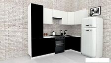 Готовая кухня ВерсоМебель Эко-1 1.2x2.6 правая (белый фасадный/черный/ст. мрамор итальянский)
