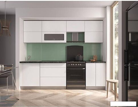 Кухня Интерлиния Интерлиния Мила Матте 2.6 Б (белый/белый/кастилло темный)