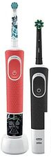 Комплект зубных щеток Oral-B Vitality Pro Cross Action + Vitality D100 Kids Star Wars (2 шт, черный/красный) Комплект зубных щеток Oral-B Vitality Pro Cross Action + Vitality D100 Kids Star Wars (2 шт, черный/красный)