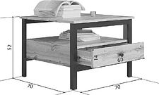 Журнальный столик BRW Loft LAW (дуб вотан/черный)