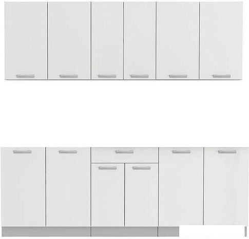 Готовая кухня Интерлиния Мила Лайт 2.2 без столешницы (белый платинум) Готовая кухня Интерлиния Мила Лайт 2.2 без столешницы (белый платинум)