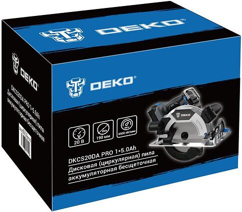 Дисковая (циркулярная) пила Deko DKCS20DA PRO 085-1156 (с 1-им АКБ)