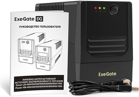 Источник бесперебойного питания ExeGate Power NB-650.LED.AVR.2SH.USB