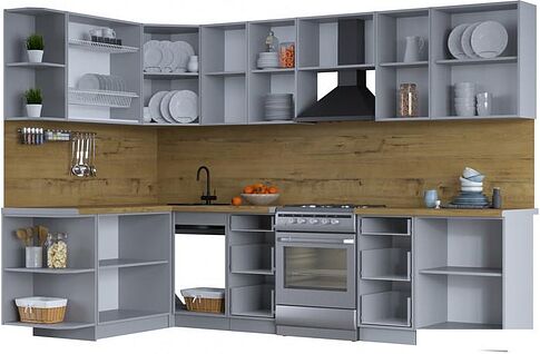 Готовая кухня Интерлиния Тренд 1.7x3.0 левая (белый/белый/кастилло темный)