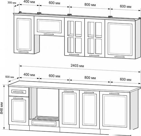 Готовая кухня Мебель-АРС Белла 2.4 м (акация белая)