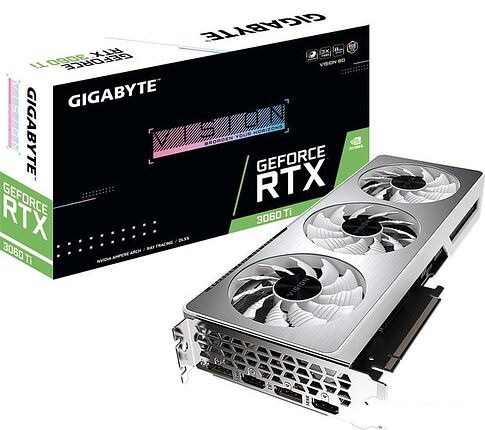 Видеокарта Gigabyte GeForce RTX 3060 Ti Vision 8G GV-N306TVISION-8GD