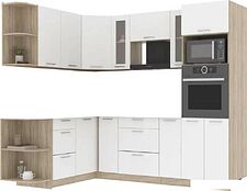 Готовая кухня Интерлиния Мила 1.68x2.4 левая без столешницы (белый платинум)