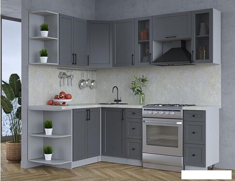 Готовая кухня Интерлиния Тренд 1.5x2.2 левая (пепел/пепел/опал светлый)