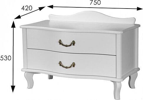 Тумба Мебелик Джульетта широкая 2 ящика (молочный дуб)