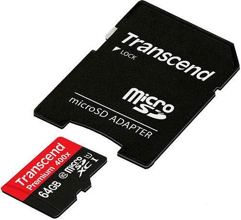 Карта памяти Transcend microSDXC UHS-I 400x Premium (Class 10) 64GB (TS64GUSDU1)