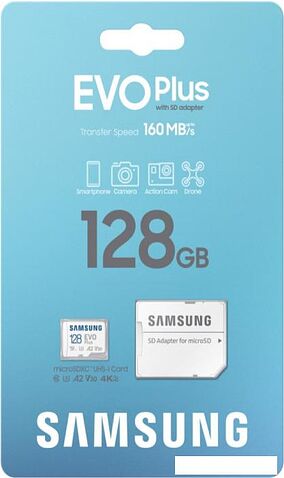 Карта памяти Samsung EVO Plus 2024 microSDXC 128GB (с адаптером)