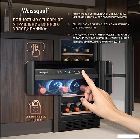 Винный шкаф Weissgauff WWCI-26 DB DualZone