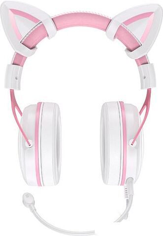 Наушники Onikuma X10 (белый/розовый, с ушками)
