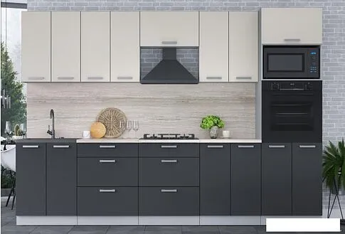 Готовая кухня Интерлиния Мила Лайт 3.0 ВТ (персидский жемчуг/антрацит)