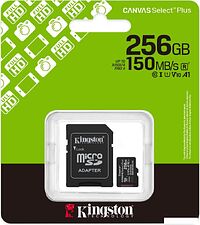 Карта памяти Kingston Canvas Select Plus microSDXC 256GB SDCS3/256GB (с адаптером) Карта памяти Kingston Canvas Select Plus microSDXC 256GB SDCS3/256GB (с адаптером)