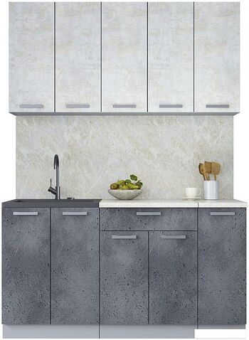 Готовая кухня Интерлиния Мила Лайт 1.5 (бетон лайт/бетон портленд)