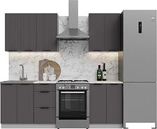 Готовая кухня Кортекс-мебель Корнелия Марика 1.6 (графит софт/мрамор итальянский)