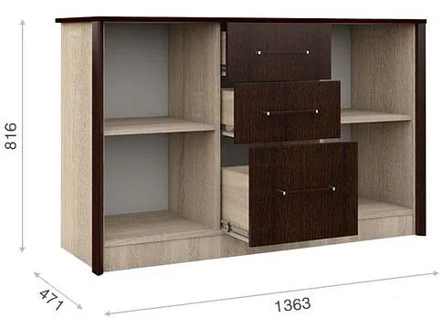 Комод Империал Эшли 136 (венге-дуб сонома)