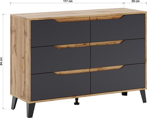 Комод ЭлиГард Eyva 6S (дуб вотан/графит)