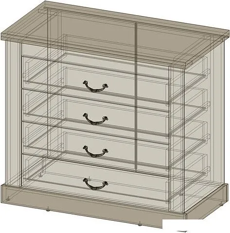 Комод Интерлиния ТР-4Ш (вудлайн кремовый-дуб венге)