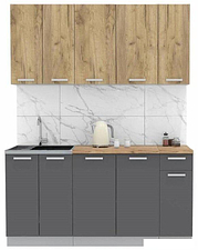 Готовая кухня Интерлиния Мила Лайт 1.7-60 (дуб золотой-антрацит-дуб бунратти)