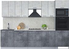 Готовая кухня Интерлиния Мила Лайт 3.0 ВТ (бетон лайт/бетон портленд)