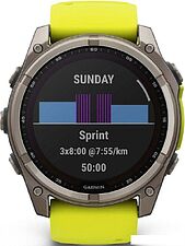 Умные часы Garmin Fenix 8 Solar, Sapphire 51мм (титановый, желтый силиконовый ремешок)