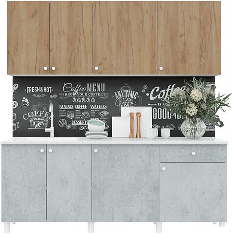 Готовая кухня Горизонт Point 200 (белый/дуб золотой/бетон)