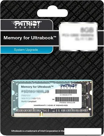 Оперативная память Patriot Memory for Ultrabook 4GB DDR3 SO-DIMM PC3-12800 (PSD34G1600L81S)