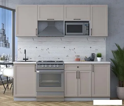 Готовая кухня Интерлиния Тренд 2.1В (луна/луна/бискайская сосна)