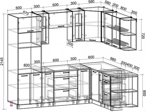 Готовая кухня Интерлиния Мила Gloss 1.88x2.4 правая (белый софт/белый софт/травертин серый)