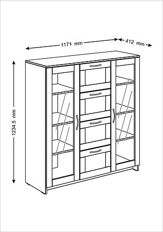 Тумба Mio Tesoro Сириус 2 двери со стеклом и 4 ящика 117x123 2.02.03.400.3 (дуб сонома)