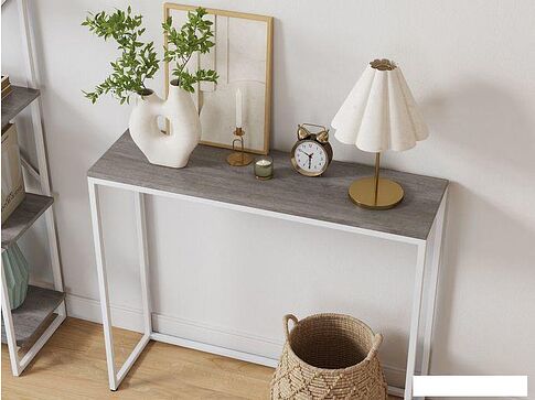 Консольный стол LoftyHome Мальборк 1627936 (смоук, с белым основанием)