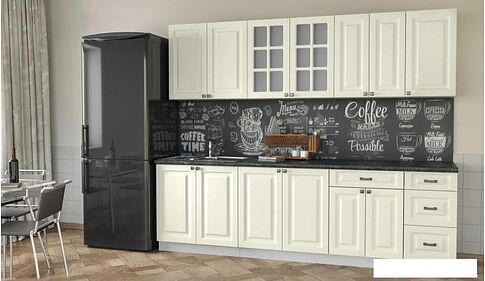 Кухня Интерлиния Мила Деко 2.6 Б (слоновая кость/кастилло темный)