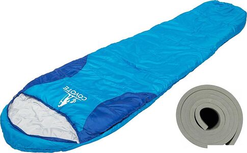Спальный мешок Coyote Baring ZC-SB022 (синий с туристическим ковриком Foal 1.2см хаки)