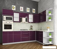Готовая кухня Интерлиния Мила Пластик 1.68x2.8 правая (слива/слива глянец/опал светлый) Готовая кухня Интерлиния Мила Пластик 1.68x2.8 правая (слива/слива глянец/опал светлый)