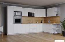 Готовая кухня Интерлиния Мила Лайт 1.88x3.4 правая (белый платинум/дуб бунратти) Готовая кухня Интерлиния Мила Лайт 1.88x3.4 правая (белый платинум/дуб бунратти)