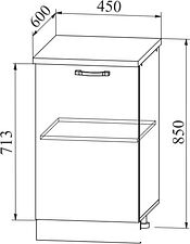 Шкаф напольный ДСВ Тренто С 450 правый (серый/белый)