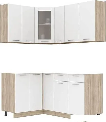 Готовая кухня Интерлиния Мила 12x17 без столешницы (белый платинум)