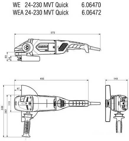 Угловая шлифмашина Metabo WE 24-230 MVT Quick 606470000