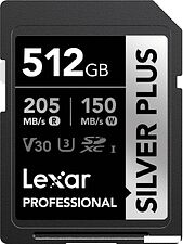 Карта памяти Lexar Professional SILVER PLUS SDXC LSDSIPL512G-BNNNG 512GB Карта памяти Lexar Professional SILVER PLUS SDXC LSDSIPL512G-BNNNG 512GB
