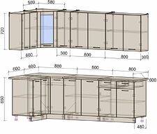 Готовая кухня Интерлиния Мила 12x25 (антрацит/вудлайн кремовый) Готовая кухня Интерлиния Мила 12x25 (антрацит/вудлайн кремовый)