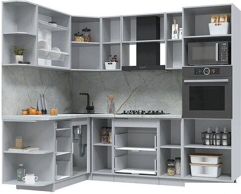 Готовая кухня Интерлиния Берес 1.68x2.4 ВТ левая (дуб лазурный/дуб бунратти)