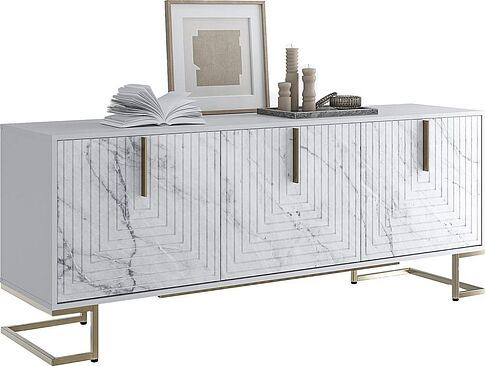 Тумба Involux Неаполь 212T101 (белый премиум/белый мрамор/золото)