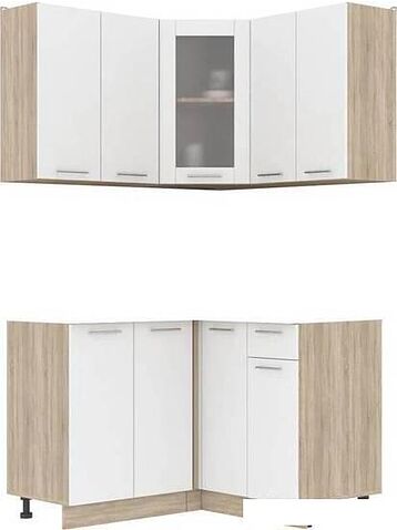 Готовая кухня Интерлиния Мила 12x12 без столешницы (белый платинум)