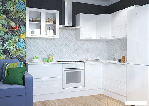 Шкаф напольный Горизонт Люкс 40 (белый гл)