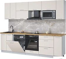 Готовая кухня Интерлиния Мила Лайт 2.7-ПМ2 (персидский жемчуг/персидский жемчуг/дуб бунратти)