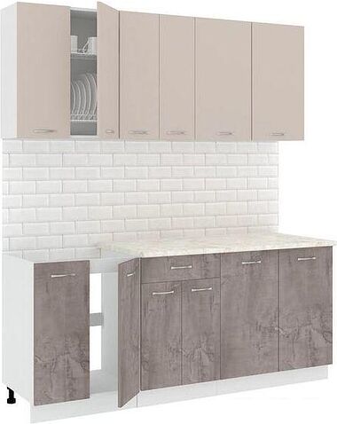 Готовая кухня Кортекс-мебель Корнелия Лира-лайт 1.9м (капучино/оникс/королевский опал)