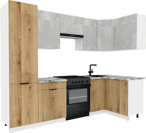Готовая кухня ВерсоМебель Эко-2 1.2x2.7 правая (бетонный камень/дуб эвок прибрежный/ст. альберика)